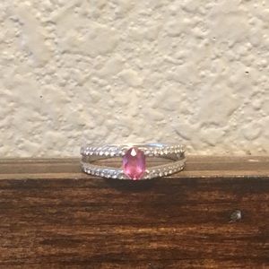 Pink Sapphire & Diamond Vintage Ring 18K